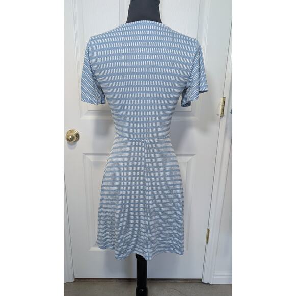 Caution to the Wind Blue & White Wrap Mini Dress S | Flutter Sleeve Cottagecore - Picture 6 of 11
